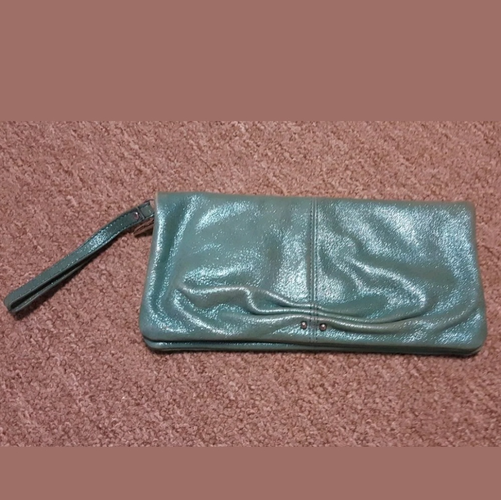 Junior Drake Teal Foil Leather Clutch Wallet Wrist